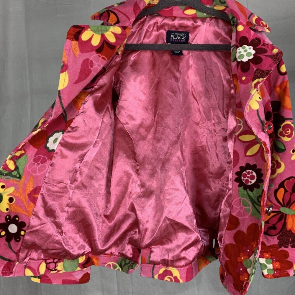 Childrens Place Pink  Floral Retro Jacket  -21 - Picture 5 of 10